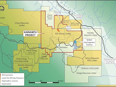 Kainantu Gold Mine Property Claims Map - K92 Mining